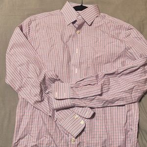 Charles Tyrwhitt Spread Collar Non-Iron Fine Line Check Shirt - Red